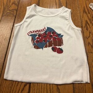 Strawberry Graphic Tank Top - White